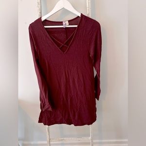 Francesca’s maroon sweater